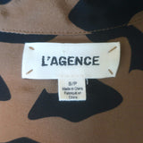 L'Agence Cameron Leopard Print Belted Maxi Shirtdress Camel/Black Size Small