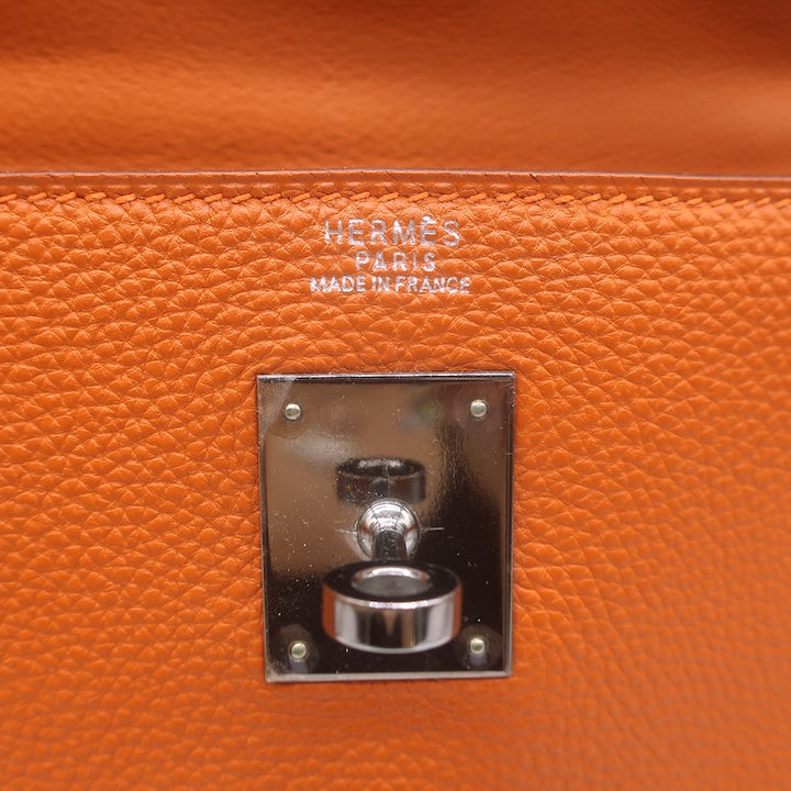 Hermes 2005 Kelly Retourne 32 Bag Orange Togo Leather Palladium Hardware