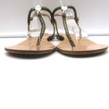 Giuseppe Zanotti Crystal-Embellished T-Strap Sandals Gold Metallic Suede Size 39