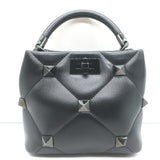 Valentino Small Roman Stud The Handle Bag Black Leather Chain Strap Crossbody