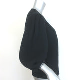G. Label by goop Foster Ribbed Puff Sleeve Cardigan Black Wool Size Medium