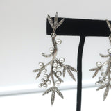 Oscar de la Renta Crystal & Faux Pearl Branch Drop Earrings Silver