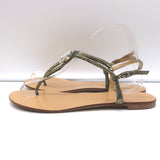 Giuseppe Zanotti Crystal-Embellished T-Strap Sandals Gold Metallic Suede Size 39