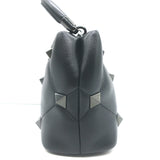 Valentino Small Roman Stud The Handle Bag Black Leather Chain Strap Crossbody