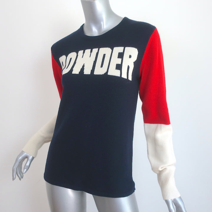 Perfect Moment Powder Intarsia Sweater Red/White/Navy Wool Size Medium
