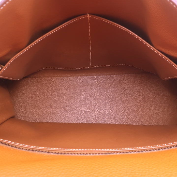 Hermes 2005 Kelly Retourne 32 Bag Orange Togo Leather Palladium Hardware