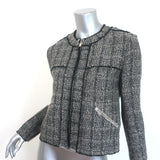 Isabel Marant Etoile Laura Zip-Up Tweed Jacket Black & Gray Wool-Blend Size 36