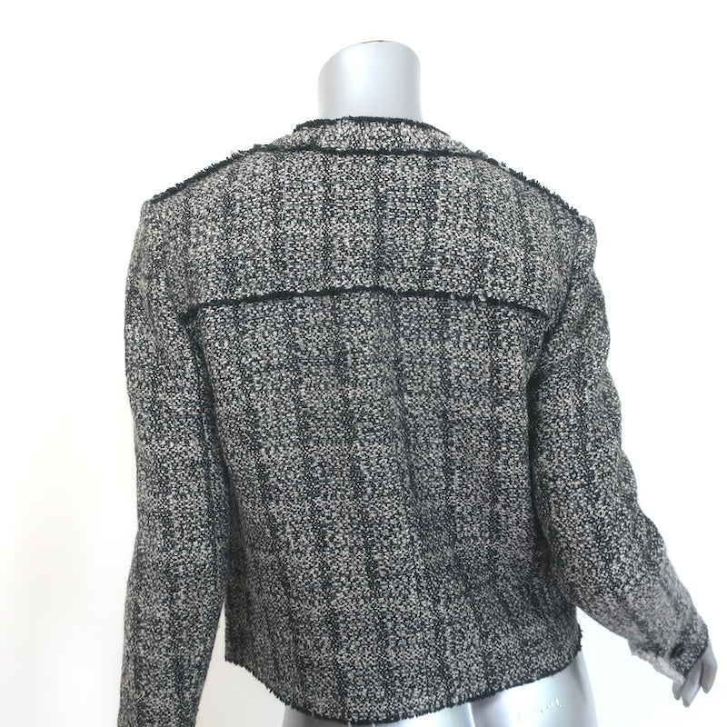 Isabel Marant Etoile Laura Zip-Up Tweed Jacket Black &amp; Gray Wool-Blend Size 36