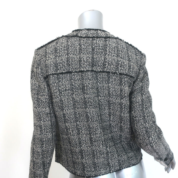 Isabel Marant Etoile Laura Zip-Up Tweed Jacket Black &amp; Gray Wool-Blend Size 36