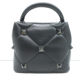 Valentino Small Roman Stud The Handle Bag Black Leather Chain Strap Crossbody