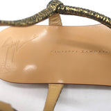 Giuseppe Zanotti Crystal-Embellished T-Strap Sandals Gold Metallic Suede Size 39