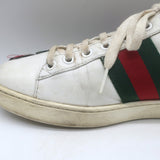 Gucci Ace Floral-Embroidered Low Top Sneakers White Leather Size 37