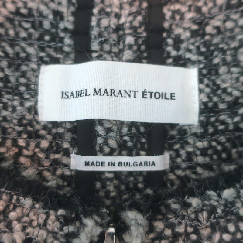 Isabel Marant Etoile Laura Zip-Up Tweed Jacket Black &amp; Gray Wool-Blend Size 36