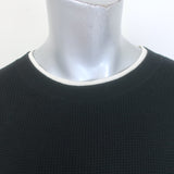 Margaret O'Leary Whitney Waffle Knit Crewneck Sweater Black Cotton Size Small