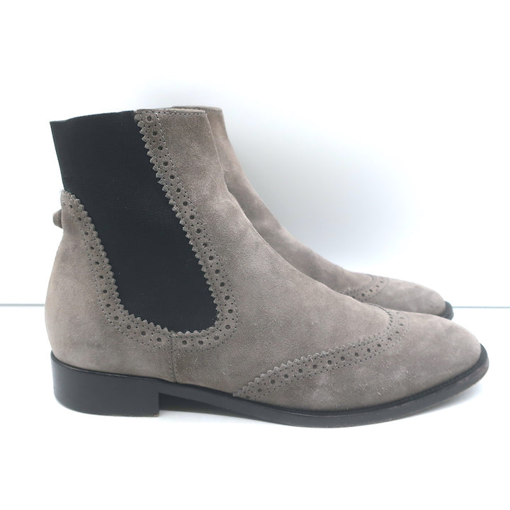 Balenciaga Wingtip Chelsea Boots Gray Suede Size 39.5 Flat Ankle Boots