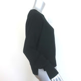 Margaret O'Leary Whitney Waffle Knit Crewneck Sweater Black Cotton Size Small