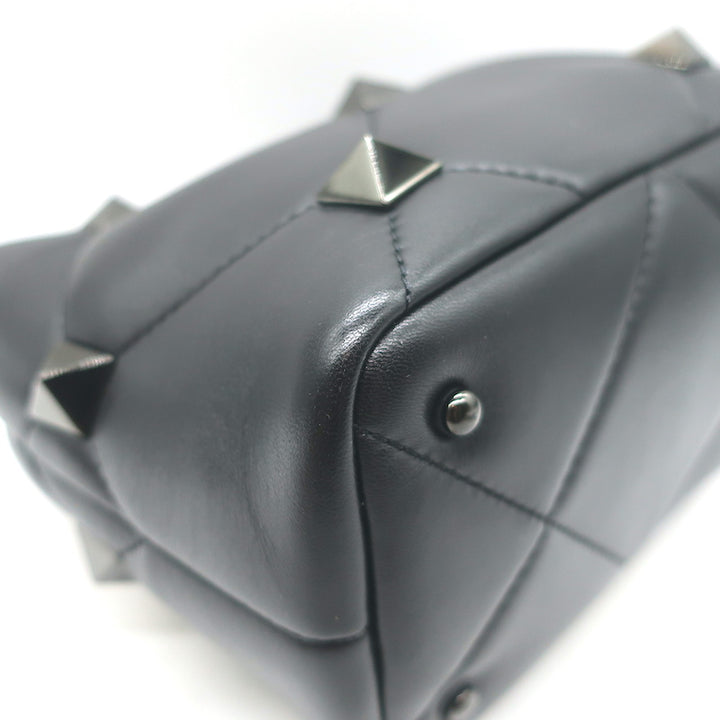 Valentino Small Roman Stud The Handle Bag Black Leather Chain Strap Crossbody