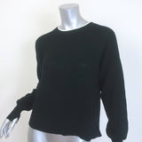 Margaret O'Leary Whitney Waffle Knit Crewneck Sweater Black Cotton Size Small