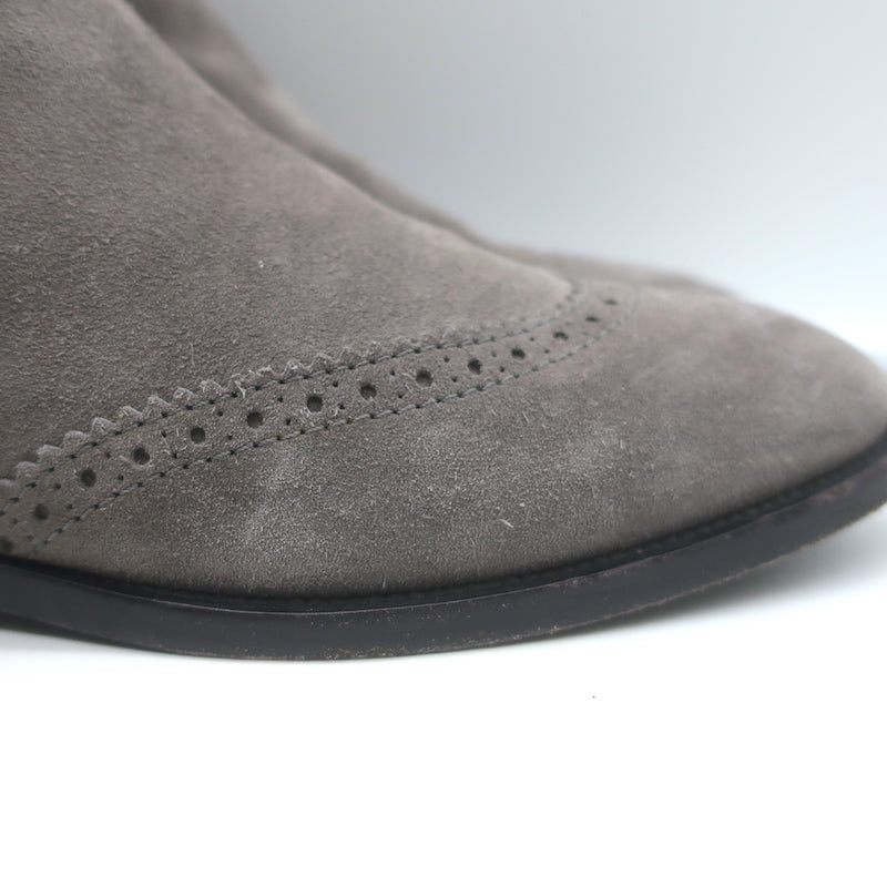 Balenciaga Wingtip Chelsea Boots Gray Suede Size 39.5 Flat Ankle Boots