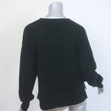 Margaret O'Leary Whitney Waffle Knit Crewneck Sweater Black Cotton Size Small