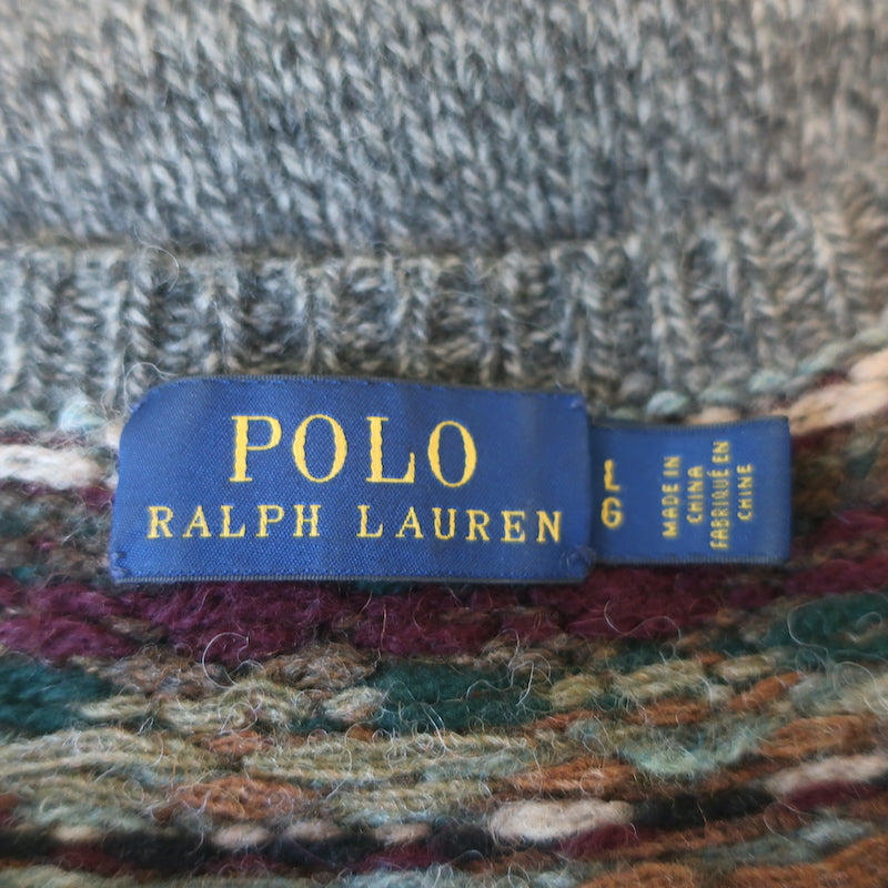 Polo Ralph Lauren Fair Isle Sweater Olive Brown Wool-Blend Size Large