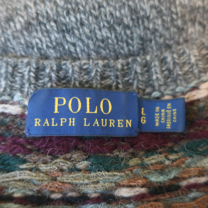Polo Ralph Lauren Fair Isle Sweater Olive Brown Wool-Blend Size Large