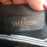 Valentino Small Roman Stud The Handle Bag Black Leather Chain Strap Crossbody