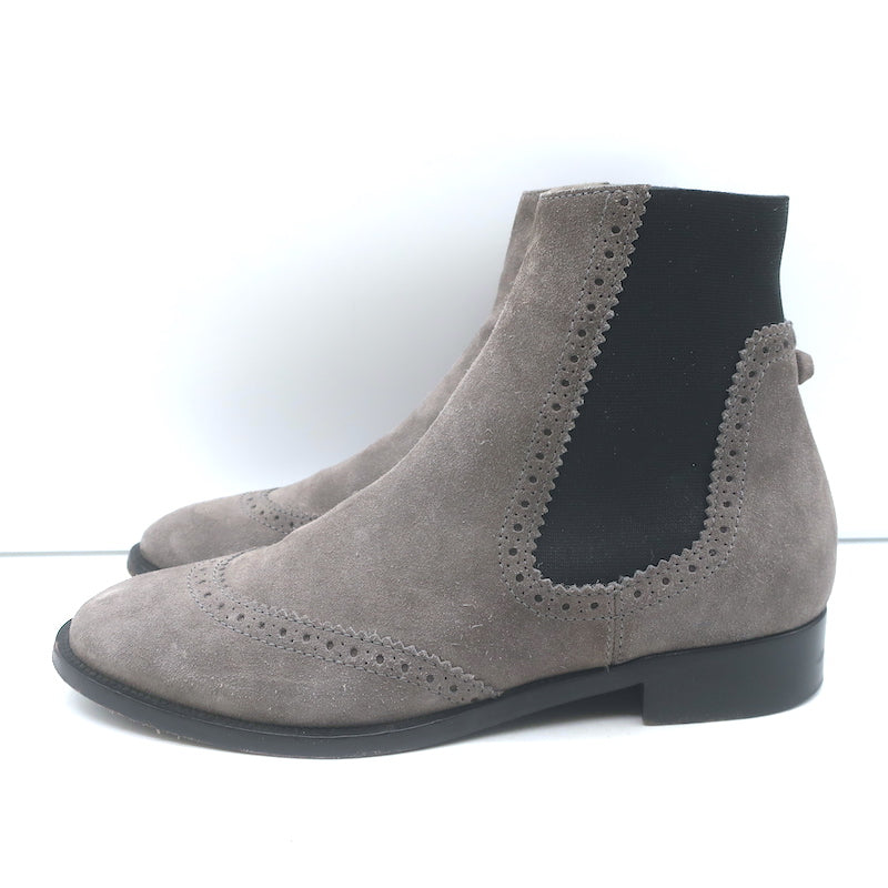 Balenciaga Wingtip Chelsea Boots Gray Suede Size 39.5 Flat Ankle Boots