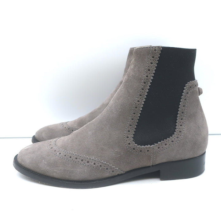 Balenciaga Wingtip Chelsea Boots Gray Suede Size 39.5 Flat Ankle Boots
