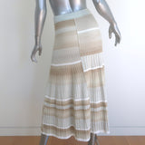 Jonathan Simkhai Louise Striped Midi Skirt Beige Rib Knit Size Extra Small NEW