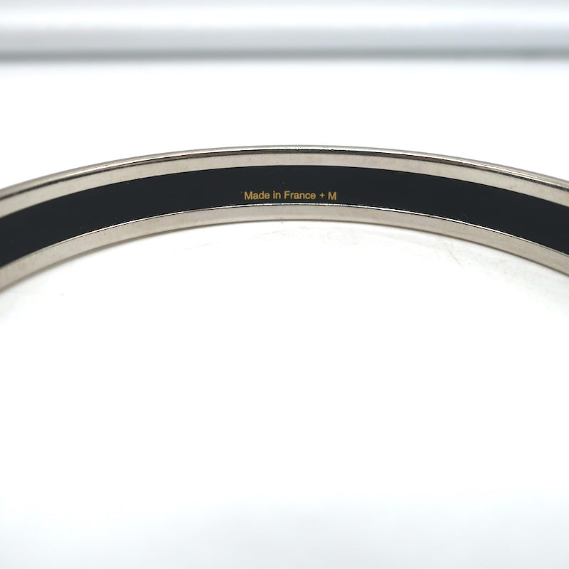 Hermes Capitales Enamel Narrow Bangle Bracelet Gray/Silver Size Medium