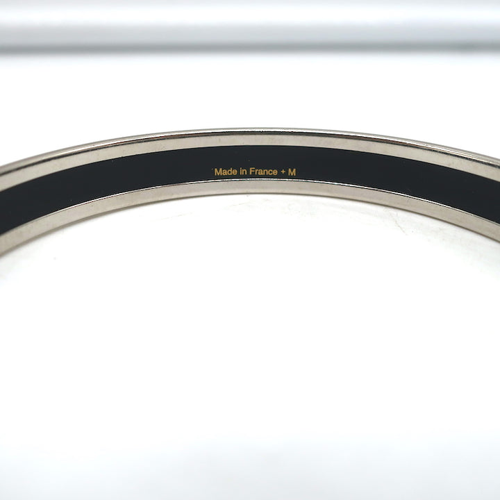 Hermes Capitales Enamel Narrow Bangle Bracelet Gray/Silver Size Medium