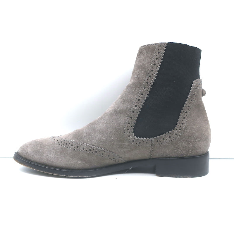 Balenciaga Wingtip Chelsea Boots Gray Suede Size 39.5 Flat Ankle Boots