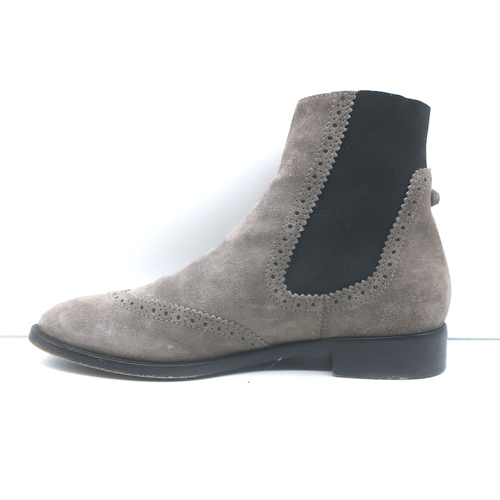 Balenciaga Wingtip Chelsea Boots Gray Suede Size 39.5 Flat Ankle Boots