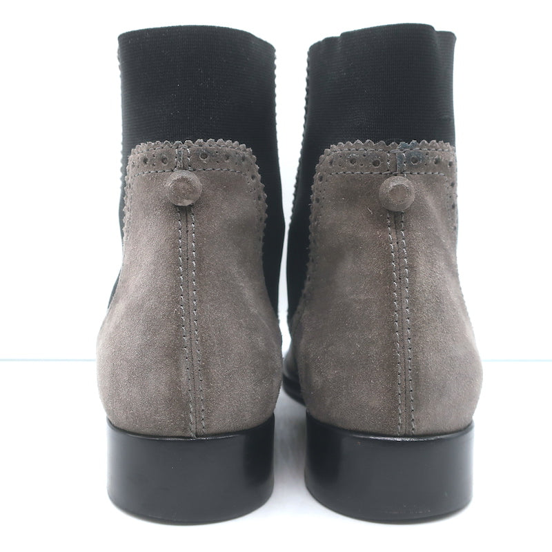 Balenciaga Wingtip Chelsea Boots Gray Suede Size 39.5 Flat Ankle Boots