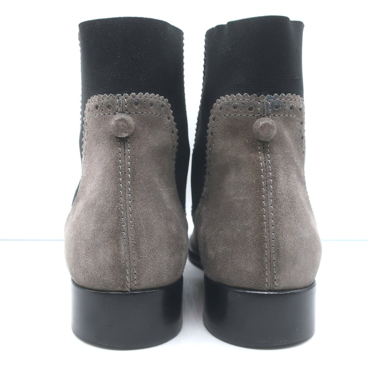 Balenciaga Wingtip Chelsea Boots Gray Suede Size 39.5 Flat Ankle Boots