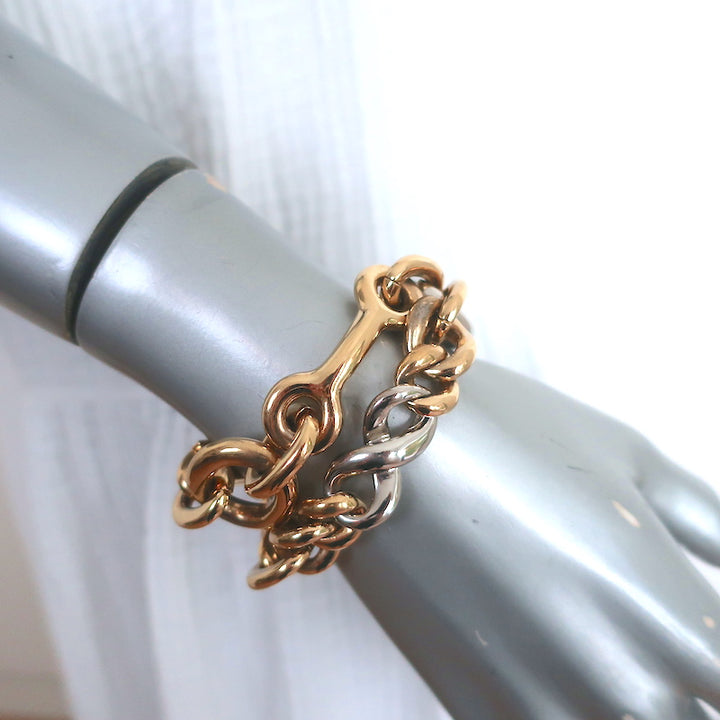 Louis Vuitton Essential V Chain Link Bracelet Gold &amp; Silver Plated Brass