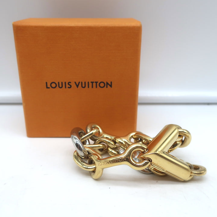 Louis Vuitton Essential V Chain Link Bracelet Gold &amp; Silver Plated Brass