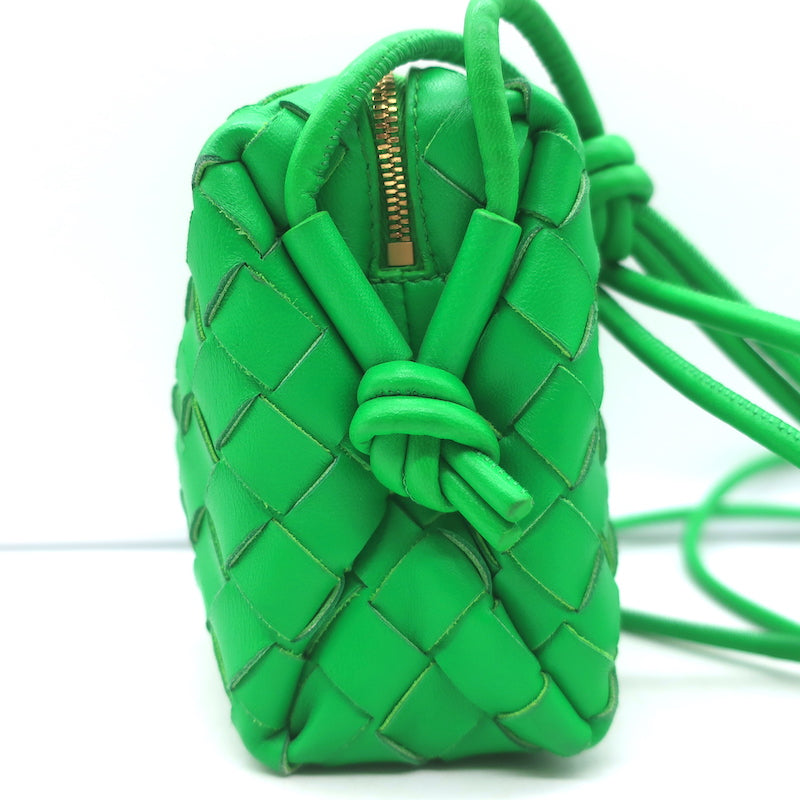 Bottega Veneta Mini Loop Camera Bag Parakeet Green Intrecciato Leather