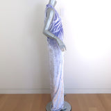 Bottega Veneta Ruched Velvet V-Neck Gown Lilac Size 38 Sleeveless Maxi Dress