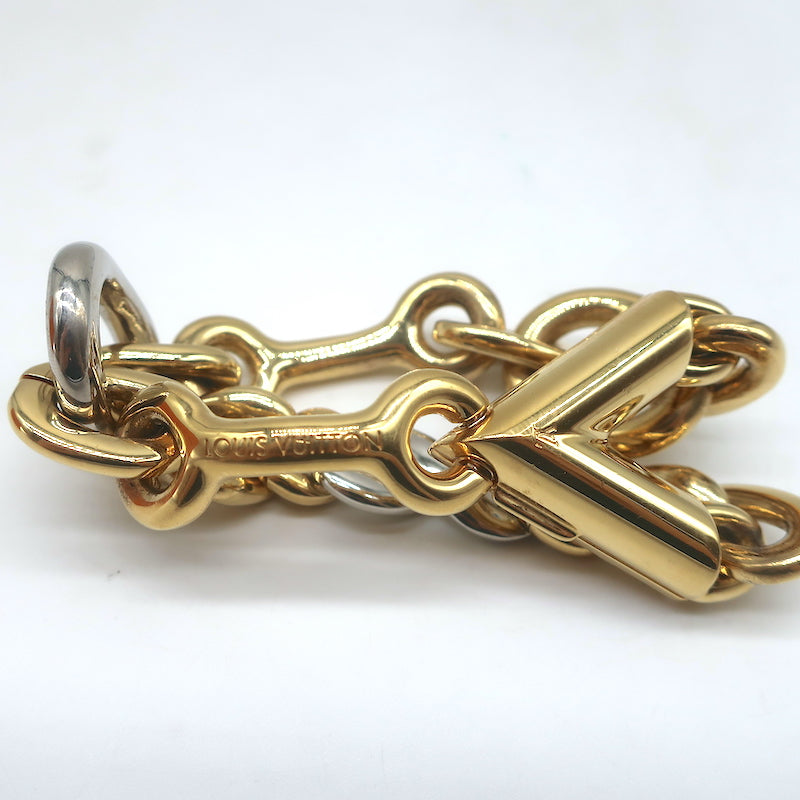 Louis Vuitton Essential V Chain Link Bracelet Gold &amp; Silver Plated Brass