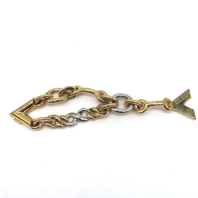 Louis Vuitton Essential V Chain Link Bracelet Gold &amp; Silver Plated Brass