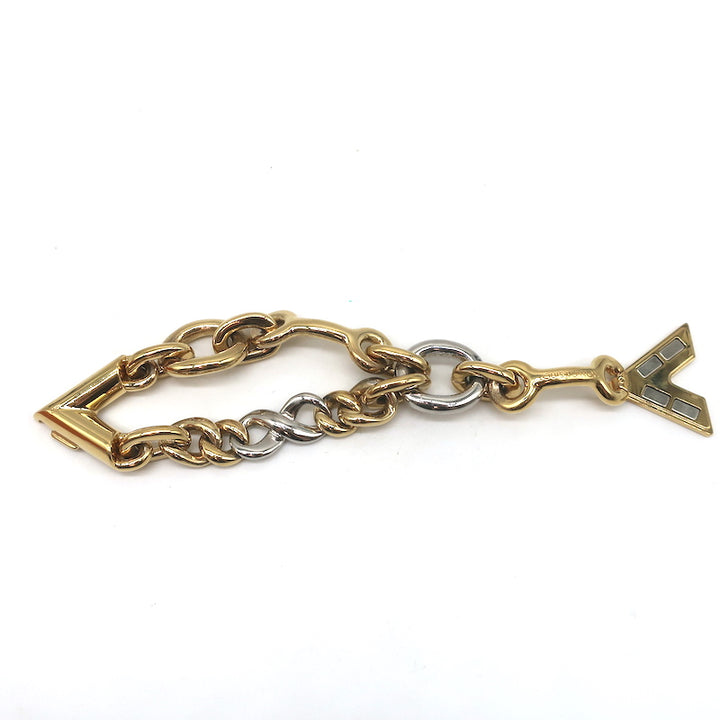 Louis Vuitton Essential V Chain Link Bracelet Gold &amp; Silver Plated Brass