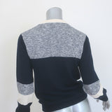 Maison Kitsune Ruffled Colorblock Sweater Navy & Gray Melange Wool Size Small