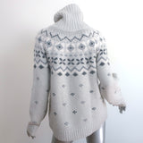 Bogner Sinta Cashmere Fair Isle Intarsia Turtleneck Sweater Light Gray Size 40