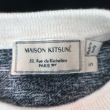 Maison Kitsune Ruffled Colorblock Sweater Navy & Gray Melange Wool Size Small