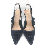 Christian Dior J'Adior Crocodile-Embroidered Velvet Slingback Pumps Navy Size 37