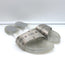 Chanel CC Acrylic Clog Sandals Silver Printed Satin Size 38 Flat Slides