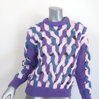 AKNVAS Hayley Cable Knit Sweater Purple/Light Pink Size Extra Small