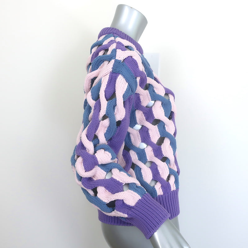 AKNVAS Hayley Cable Knit Sweater Purple/Light Pink Size Extra Small